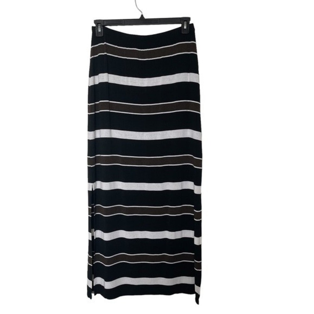 White House Black Market Maxi Skirt, Striped, Black, White, Brown. Size M.